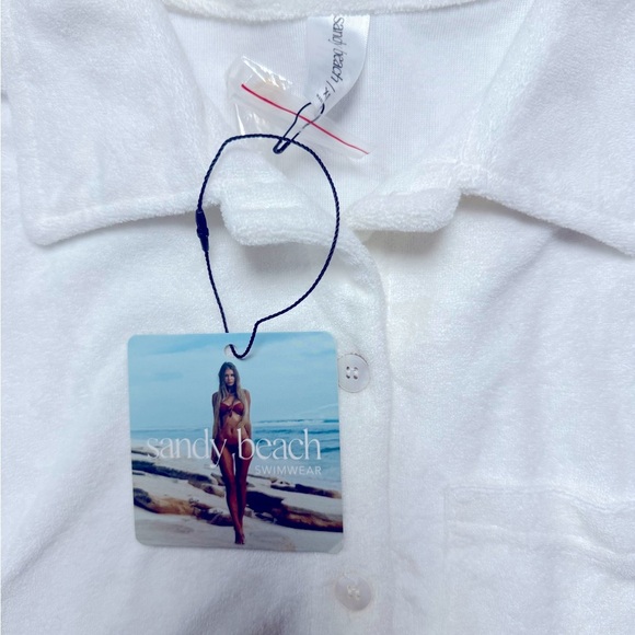 Terry Cloth Button-Down Shirt – Women’s XS Coastal Lounge Coverup - Picture 3 of 3